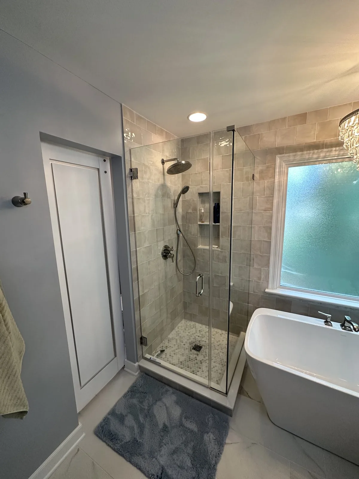 Custom tile work and glass shower enclosure. South Shore, Richmond, VA